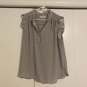 Loft Gray and White striped Blouse